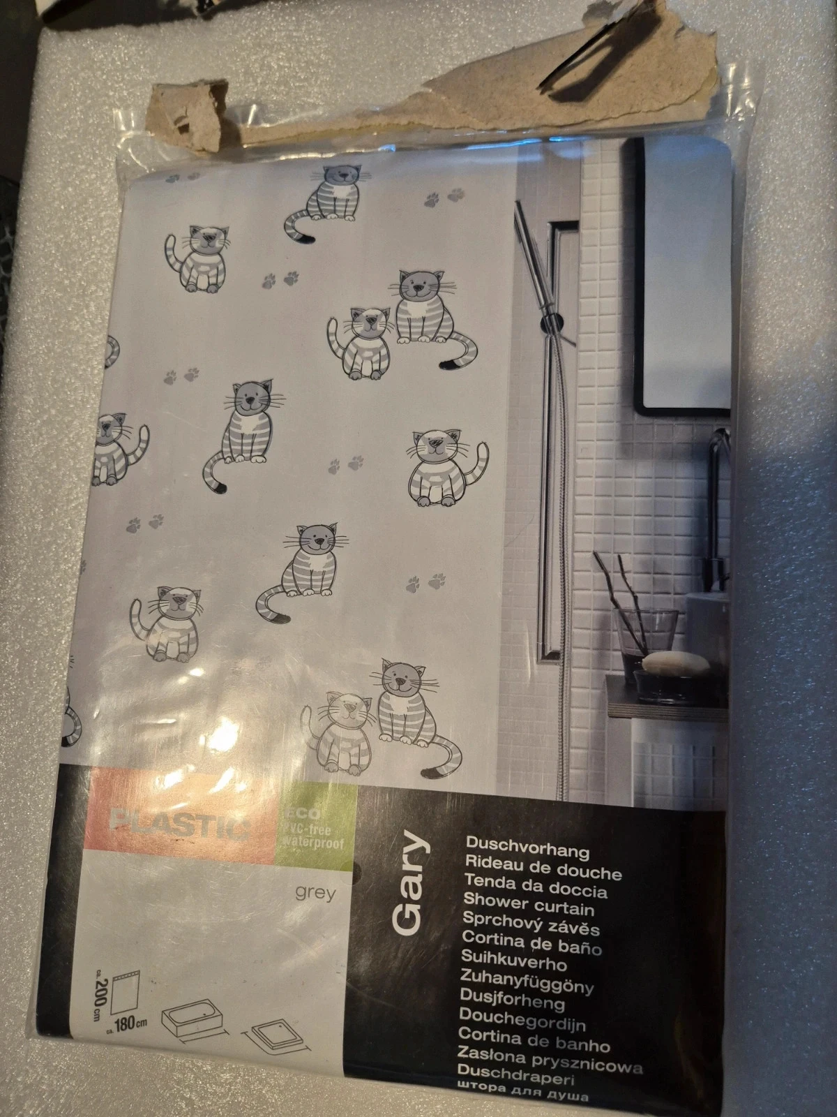 Cortina de ducha con estampado de gatos 200 x 180 cm PVC Gratis – photo 3